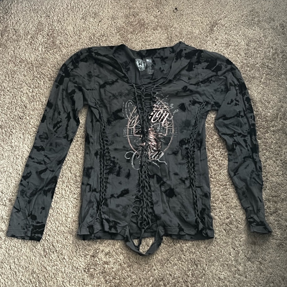 Affliction Women’s XL Tie Dye Distressed Shirt